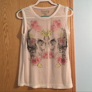 Sheer Skulls and Roses tank top
